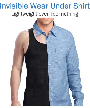 Aptoco Men's Compression Shirt Body Shaper Gynecomastia Undershirt - Black Medium - Buy Online on GoSupps.com