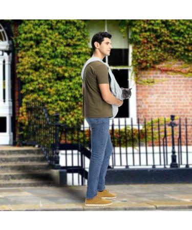 Cuby Dog & Cat Sling Carrier - Soft Cotton Pet Bag for Travel | Gray Stripes | 10x10x5 cm - Buy Online on GoSupps.com