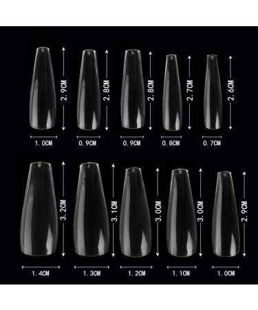 Clear Coffin False Nails Kit with Glitter Flakes - 500pc Full Cover Acrylic Tips & Tools for Manicure - Buy Online on GoSupps.com