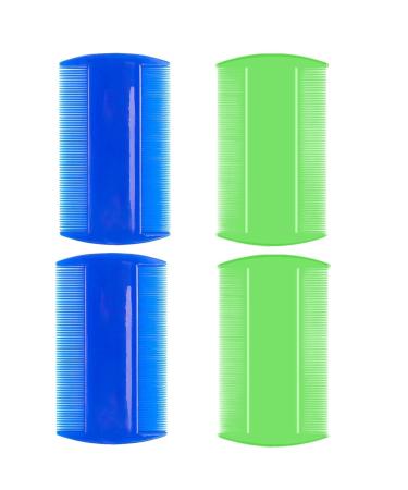 Zhjuju lice chamge 4 long -lasting double -sided cubes for head lice durable double -sided nisses combs of lice fine -toothed head louse ridge for children adult pets green and blue