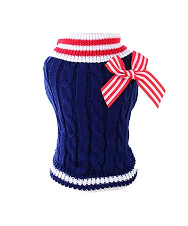 AMAONE Dog coat Chihuahua puppy-leopard-Bowknot-rosa-rosa-hunde-hundle-hunde-feted knitjack pepper clothing dog jacket Small dogs (1124debkb-Blue XS) XS 1124debkb blue