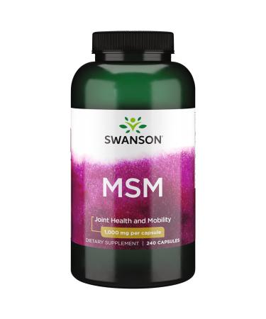 Swanson MSM - Essential Minerals Promoting Mobility & Joint Health Support - Helps to Maintain Connective Tissue Health Including Cartilage, Collagen, & Hair - (240 Capsules, 1000mg Each) - Buy Online on GoSupps.com