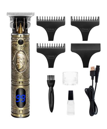 Hair Clipper for Men Electric Beard Trimmer Professional Cordless Hair Trimmer with LCD Display Zero Gap T Blade Grooming Cutting Trimmer Valentines Gifts for Him Boyfriend Gold