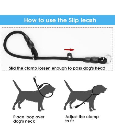 TIESOME Slip Collar Dog Training Choke Collar Round Nylon Rope Collar No Pull P-Collar for Small Medium Large Dogs (Black M) - Buy Online on GoSupps.com