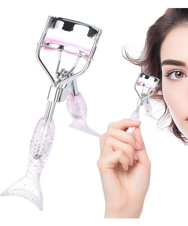 Small Eyelash Curler - Small Eyelash Curler in Fish Tail Shape - Ergonomic Portable Makeup Supplies Beautiful Eyelash Tools for Girls Women Females Ladies A4 Chrome Plated With Pink Comb Pink Mermaid Hand - Buy Online on GoSupps.com