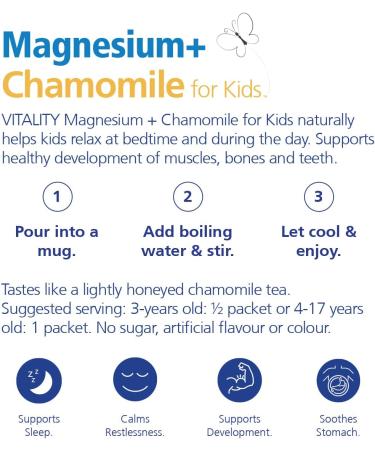 VITALITY Magnesium + Chamomile for Kids (Ages 3+) - Powder 120 g (Pack of 1) Kids 120 g (Pack of 1) - Buy Online on GoSupps.com