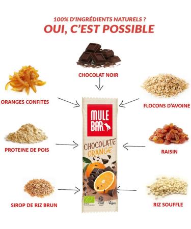 Mulebar - Energy bar - Chocolate - 40g - Orange - Organic - Vegan - Made in France - Buy Online on GoSupps.com