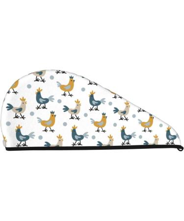 Farm Roosters Microfiber Hair Towel - Soft Super Absorbent Wrap for Women | Coral Velvet Quick Dry Cap for Long Curly & Thick Hair - Buy Online on GoSupps.com