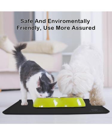 CS COSDDI Silicone Dog & Cat Feed Mat | Non-Slip Pet Food Mat 47x30cm - Black for Easy Clean-Up - Buy Online on GoSupps.com