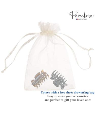 Parcelona French Classic Small 2.5 Celluloid Hair Claw Set of 2 - No Slip Grip, Made in France (Shell/Black) - Buy Online on GoSupps.com