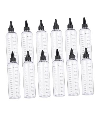 Angoily 12 Pi ces Bouteille Presser avec chelle pour Soins Capillaires Distributeur Liquide Coiffure Transparent Plastique sans Odeur Bouteille Applicateur Polyvalente