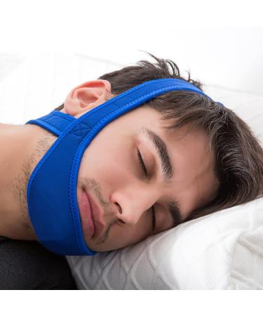 Anti Snoring Chin Strap Comfortable Natural Stop Snore Chin Strap Stop Snoring Solution Chin Strap Effective Snore Stopper Devices Adjustable Snore Reducing Mouth Breathers Sleep Aid for Men Women Blue