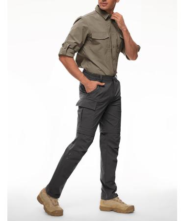 Shop Waspornow Men's Zip-Off Hiking Trousers | Breathable Fast-Drying Trekking Pants with 5 Pockets - XL Dark Gray - Buy Online on GoSupps.com