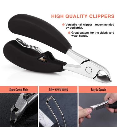 BEZOX Precision Toenail Clippers for Thick or Ingrown Toenails - Fingernail Trimmer with Metal Box (Black) - Buy Online on GoSupps.com
