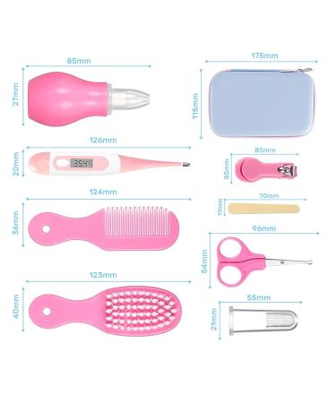 Luckyforever 8-in-1 Baby Grooming Kit - Portable Baby Care Set with Hair Brush, Scissors, Nail Clippers, and More - 2x Pink - Buy Online on GoSupps.com