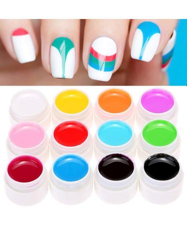 Nails Gel Set 12 Color Nail Painting Gel Nail Art Accessories DIY Professional Nail Paint Color Gel Polish Nail Art (Black) - Buy Online on GoSupps.com