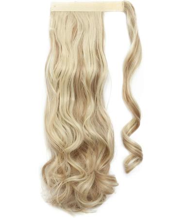 17" Long Curly Wavy Wrap Around Ponytail Clip in Hair Extensions One Piece Hairpiece Magic Tape in Pony Tail Extension for Women Sandy Blonde & Bleach Blonde - Buy Online on GoSupps.com