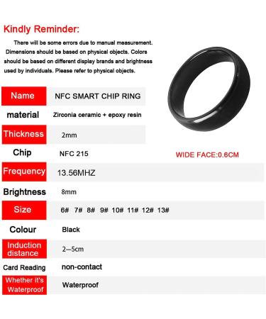 HECERE Waterproof Ceramic NFC Ring - Type 2 215 Chip - Universal for Mobile Phone - All-Round Sensing Technology - Wearable Smart Ring - Black Fashion Ring for Men or Women (Size 10) - Buy Online on GoSupps.com