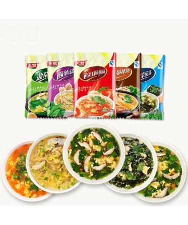 Sour and Spicy Tomato Soup Chinese Snack Gift healthy and Nutritious Breakfast convenient Instant Food Ready To Eat Fresh Vegetable Soup instant Seaweed mushroom Soup 8g/bag (hot and sour 100bag) hot and sour 100bag - Buy Online on GoSupps.com