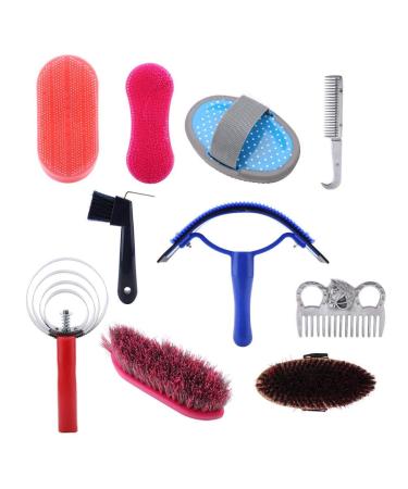 Professional 10-Pc Vier Horse Brush Set - Equestrian Grooming Kit for Horse Cleaning & Care - Buy Online on GoSupps.com