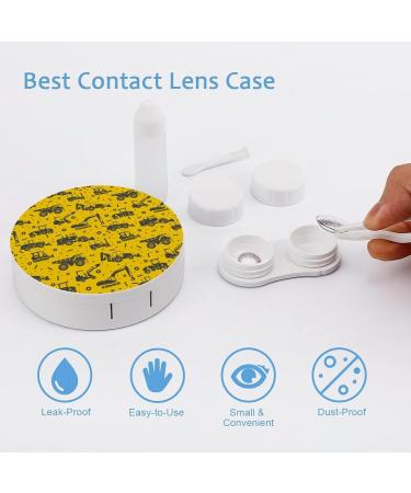 Heavy Equipment And Machinery Round Case For Contact Lens Kit Storage Box with Mirror Printed - Buy Online on GoSupps.com