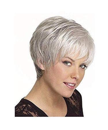 BGHJUE Short Gray Wig for Women - Heat Resistant Slightly Wavy Synthetic Full Wig for Daily & Party Use - Buy Online on GoSupps.com