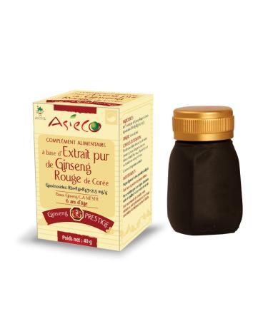 Prestige Korean Red Ginseng Extract 40g - 100% Root Concentrate 6 years of age - Ginsenosides Rg1+Rb1>21.5mg/g - ASIECO