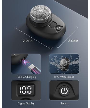 Electric Razor for Men Mini Shaver Portable Electric Shaver with LED Display Travel Beard Shaver Pocket Shaver Wet and Dry Razor Type-C Charging Shavers Easy One-Button Use Suitable for Travel Black - Buy Online on GoSupps.com