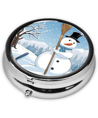 Christmas Printed Mini Round Pill Box | 3 Compartment Portable Pill Organizer for Travel Home & Office Use - Buy Online on GoSupps.com