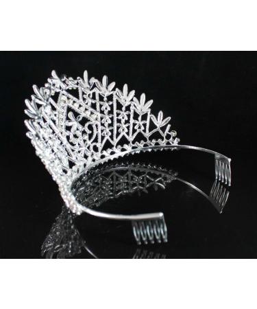 Daisy Clear Austrian Crystal Rhinestone Tiara Crown - Silver | Perfect for Bridal, Prom, Pageant - T1861 - Buy Online on GoSupps.com