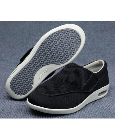 Men's Diabetic Shoes - Extra Wide Walking Sneakers for Elderly | Breathable Mesh Swollen Feet Edema Plantar Fasciitis - Size 8 Black - Buy Online on GoSupps.com