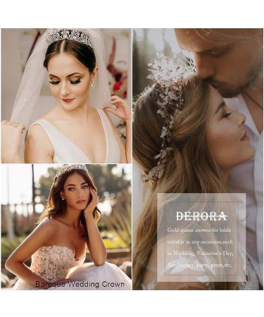 Aiosy Baroque Wedding Crown Gold Crystal Tiara Bridal Headpiece for Women and Girls - Rhinestone Hair Accessory (Type 1 & 3) - Buy Online on GoSupps.com