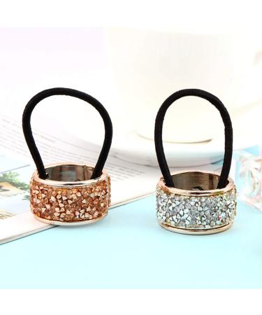 Lurrose 4pcs Rhinestone Glitter Ponytail Holders - Gothic Punk Hair Accessories | Elastic Metal Hair Ties for Trendy Styles - Buy Online on GoSupps.com