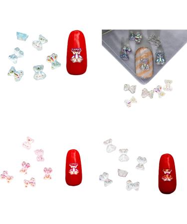 200pack Cute AB Bear Nail Art Decorations Gummy Bear Nail Crystal Bear Beads DIY Crafting Bear Crystal Charm Small transparency - Buy Online on GoSupps.com