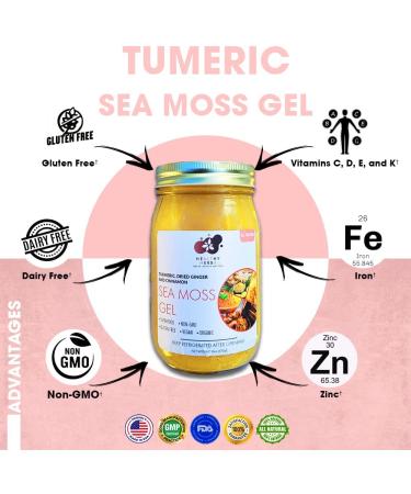St Lucia Gold Sea Moss Gel (16 oz) with Turmeric, Ginger, Cinnamon - Natural Vitamins, Minerals, Antioxidants - Buy Online on GoSupps.com