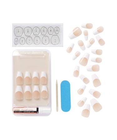 KISS Salon Acrylic French Nail Manicure Set - Medium Length Square Je T'aime - Nail Kit with Pink Gel Nail Glue - Includes Mini File and Manicure Stick - Buy Online on GoSupps.com