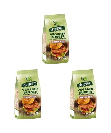 Biocentrale Vegan Burger Smoky BBQ |170 g approx. 4 burgers |Vegan meat alternative from pea protein |High protein content |Without soy |For roasting and grilling (pack with 3)