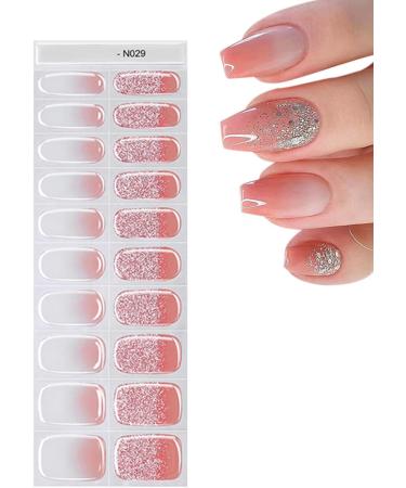 Yapetnck Gel Nail Strips Gloss Nail Sticker with Nail Lamps | Glitter Gel Nail Polish Strips with Lamp Light Semi-Cured Gel Nail Suitable for Women N029 - Buy Online on GoSupps.com