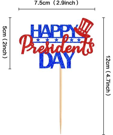Keaziu 24 Pack Happy President's Day Cupcake Toppers Blue Red Glitter President Cupcake Picks America President Cupcake Toppers for American Patriotic Theme Party Cake Supplies Blue - Buy Online on GoSupps.com