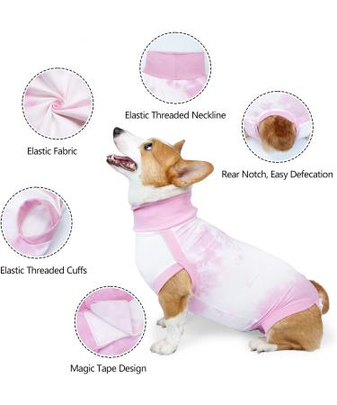 Lianzimau Tie-Dye Pink Dog Recovery Suit for Males & Females - Post-Surgery Protective Bodysuit for Dogs | Wound Healing & Comfort - Buy Online on GoSupps.com