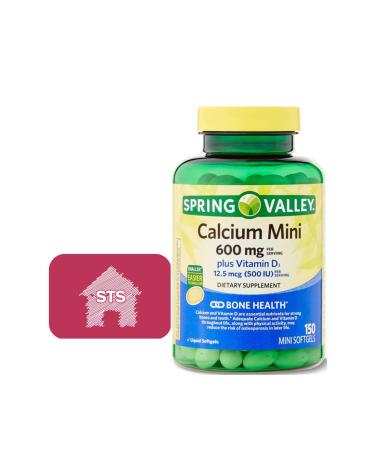 Spring Valley Calcium Plus Vitamin D3 150 Mini Softgels + STS Sticker.