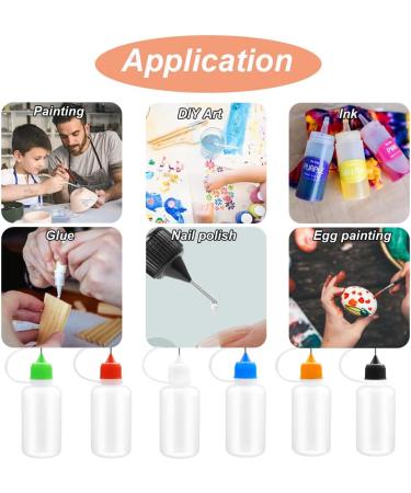 30pcs 30ml Precision Tip Applicator Bottle Set | Translucent Glue Bottles with Multicolor Lid | 6 Mini Funnels & Squeeze Bottles for DIY Crafting - Buy Online on GoSupps.com