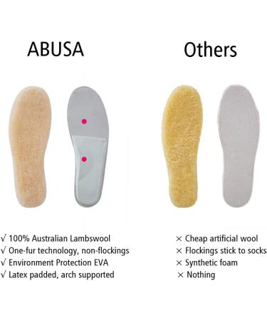 ABUSA Women's Sheepskin Insoles - Premium Wool Fur Fleece Inserts (Size 8) - Cozy & Fluffy 1 Pack - Buy Online on GoSupps.com