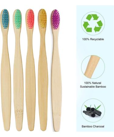 Geekerchip Bamboo Toothbrushes - Eco-Friendly 5-Pack Biodegradable BPA Free Natural Wood Independent Packaging - Buy Online on GoSupps.com