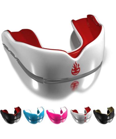 DR KNOX sports mouth protection for adults children & adolescents- oral and tooth protection for contact sports such as boxing martial arts football basketball hockey & more (adults ( 11) female/red) adults (& gt 11) female/red