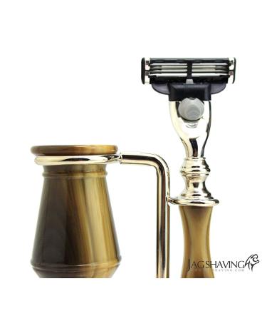 Premium Silver Lace Roof Men's Razor Set | 3 Edge Razors & Shaving Brush | Daily Shave Stand Included - Buy Online on GoSupps.com