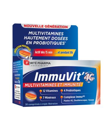 Forté Pharma - Immuvit'4G | Vitality and Immunity Food Supplement - 12 Vitamins, 7 Minerals and 4 Ferments | 30 Tri-Layer Tablets