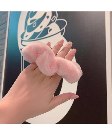 Pink Velvet Hair Scrunchies 2-Piece Set - Soft Bunny Furry Hair Ties for Women & Girls - Buy Online on GoSupps.com
