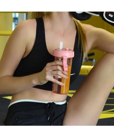 420/600ml Water Bottle with Straw Portable Dual Straw Separate Drink Water Beverage Bottle Couples Gift Green 420ml 420ml Green - Buy Online on GoSupps.com