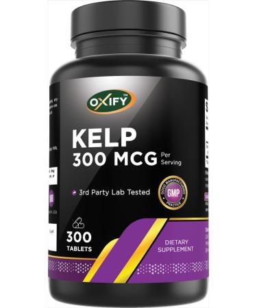 Oxify Kelp 300 mcg Per Serving | 300 Tablets | Gluten-Free Non-GMO | Supplement Made in USA